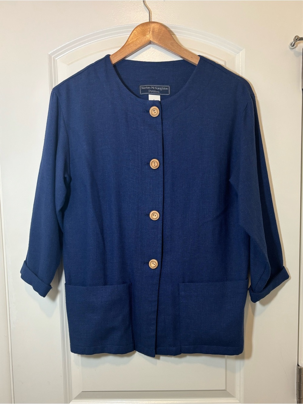 Norton McNaughton Petite Navy Button-Front Top and pants set Made in USA